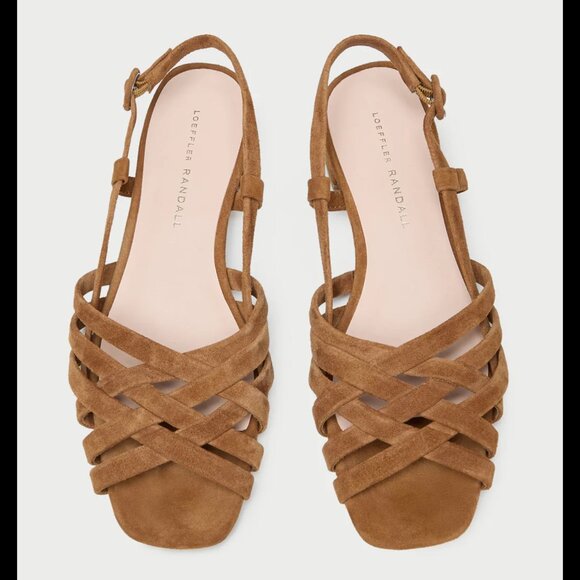 NWOT Loeffler Randall Shelly Cacao Suede Flat Sandal 8.5 Brown Suede - Picture 1 of 6